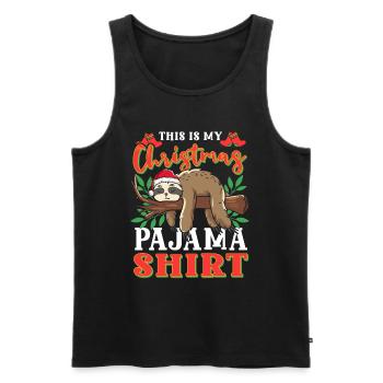 THIS IS MY CHRISTMAS PAJAMA SHIRT - Männer Premium Bio Tank Top - Schwarz - Vorne - Michal (187cm)