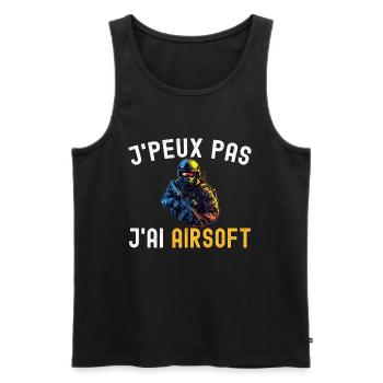 J'Peux Pas J'ai Airsoft Humour Softair Cadeau Fan - Débardeur bio Premium Homme - noir - Devant - Michal (187cm)