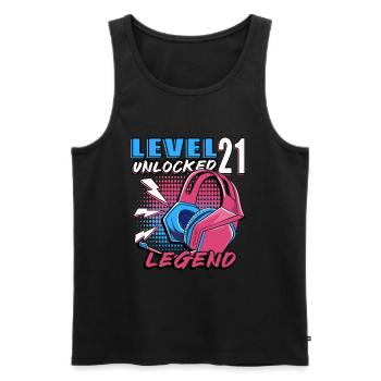 Level 21 freigeschaltet Lustiger Videospieler 21. - Männer Premium Bio Tank Top - Schwarz - Vorne - AI Model Male 178 light (178cm)
