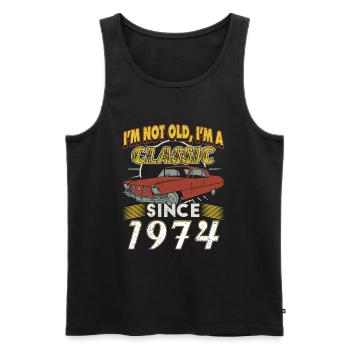 FUNNY 50TH BIRTHDAY CLASSIC CAR 1974 UNIQUE PIECE - Men's Premium Organic Tank Top - black - Front - Michal (187cm)
