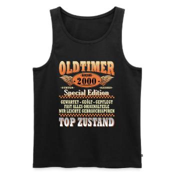 Limitierte Auflage 2000 24-jähriges Jubiläum - Männer Premium Bio Tank Top - Schwarz - Vorne - Michal (187cm)