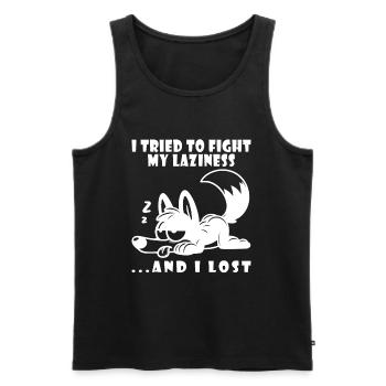 Wolf Morning Grouch Laziness Chilling Lazy Sleep - Men's Premium Organic Tank Top - black - Front - Michal (187cm)
