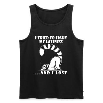 Lemur Morning Grouch Laziness Chilling Lazy Sleep - Men's Premium Organic Tank Top - black - Front - Michal (187cm)