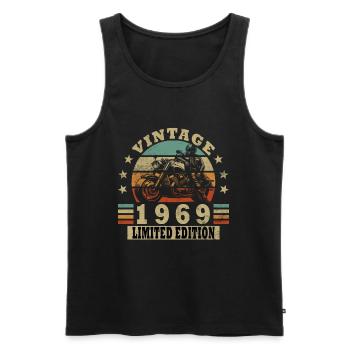 Vintage 1969 Retro Motorcycle Birthday Gift - Men's Premium Organic Tank Top - black - Front - AI Model Male 178 light (178cm)