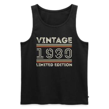 Millésime 1980 - Année 1980 Cadeau d’anniversaire 1980 - Débardeur bio Premium Homme - noir - Devant - AI Model Male 178 light (178cm)