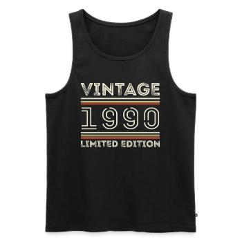 Jahrgang 1990 - Jahr 1990 Geburtstagsgeschenk 1990 - Männer Premium Bio Tank Top - Schwarz - Vorne - AI Model Male 178 light (178cm)