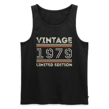 Millésime 1979 - Année 1979 Cadeau d’anniversaire 1979 - Débardeur bio Premium Homme - noir - Devant - Michal (187cm)