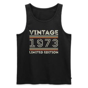 Vintage 1973 - Year 1973 Birthday Gift 1973 - Men's Premium Organic Tank Top - black - Front - Michal (187cm)
