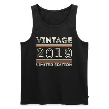 Vintage 2019 - Year 2019 Birthday Gift 2019 - Men's Premium Organic Tank Top - black - Front - AI Model Male 178 light (178cm)