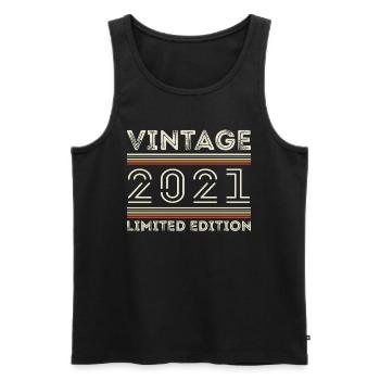 Vintage 2021 - Year 2021 Birthday Gift 2021 - Men's Premium Organic Tank Top - black - Front - AI Model Male 178 light (178cm)