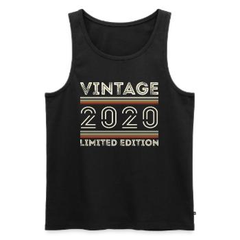 Millésime 2020 - Année 2020 Cadeau d’anniversaire 2020 - Débardeur bio Premium Homme - noir - Devant - AI Model Male 178 light (178cm)