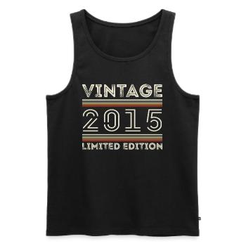 Vintage 2015 - Year 2015 Birthday Gift 2015 - Men's Premium Organic Tank Top - black - Front - AI Model Male 178 light (178cm)