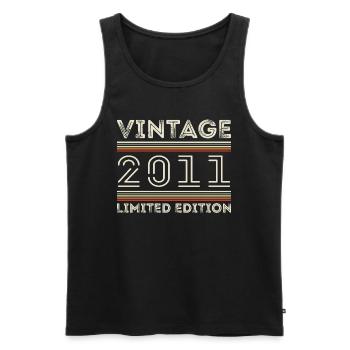 Vintage 2011 - Year 2011 Birthday Gift 2011 - Men's Premium Organic Tank Top - black - Front - AI Model Male 178 light (178cm)