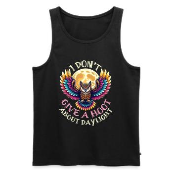 MAJESTÄTISCHE EULE: DAS TAGESLICHT IST MIR SCHEIẞEGAL - Männer Premium Bio Tank Top - Schwarz - Vorne - AI Model Male 178 light (178cm)