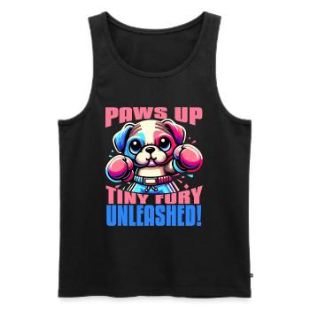 PFOTEN HOCH TINY FURY ENTFESSELT SÜSSES KAWAII-HUNDEBOXEN - Männer Premium Bio Tank Top - Schwarz - Vorne - AI Model Male 178 light (178cm)