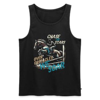 JAGEN SIE DIE STERNE ÜBER HINDERNISSE WIR SCHWEBEN, REITER - Männer Premium Bio Tank Top - Schwarz - Vorne - AI Model Male 178 light (178cm)