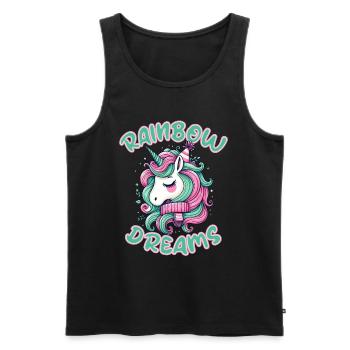 RAINBOW DREAMS, UN RÊVE DE LICORNE ENDORMIE - Débardeur bio Premium Homme - noir - Devant - Michal (187cm)