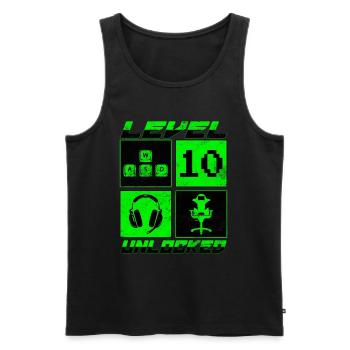 Cadeau d’anniversaire Gamer 10 débloqué de niveau 10 - Débardeur bio Premium Homme - noir - Devant - AI Model Male 178 light (178cm)