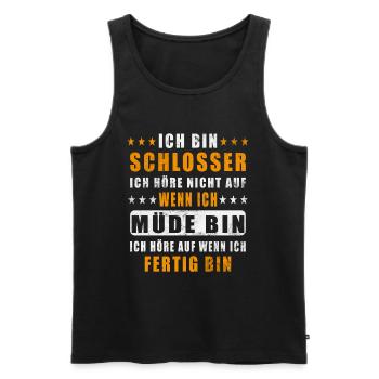 SCHLOSSER - Der Fertigsteller - Männer Premium Bio Tank Top - Schwarz - Vorne - Michal (187cm)