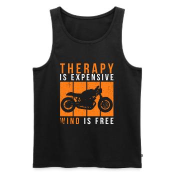 Motorcycle Therapy - Therapy is too expensive - Men's Premium Organic Tank Top - black - Front - AI Model Male 178 light (178cm)