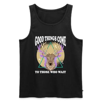 Hunter Hunt Hunting Sayings Saying - Men's Premium Organic Tank Top - black - Front - AI Model Male 178 light (178cm)