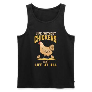 Poulet - Une vie sans poulets - Débardeur bio Premium Homme - noir - Devant - Michal (187cm)