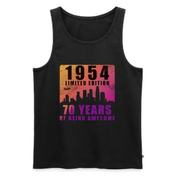 70th Birthday Born 1954 70 Years - Men's Premium Organic Tank Top - black - Front - Michal (187cm)