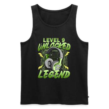 Anniversaire Gamer Niveau 9 Débloqué 9 Anniversaire - Débardeur bio Premium Homme - noir - Devant - Michal (187cm)