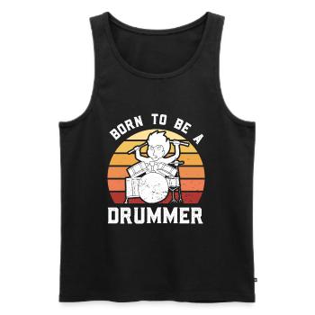 Batteur jouant de la batterie - Débardeur bio Premium Homme - noir - Devant - Michal (187cm)