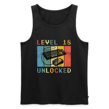 18th Birthday - 18 Years Level 18 Unlocked - Men's Premium Organic Tank Top - black - Front - AI Model Male 178 light (178cm)