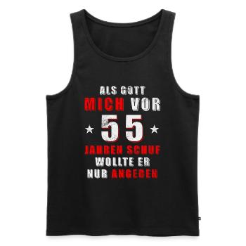 Als Gott mich vor 55 Jahren schuf - Männer Premium Bio Tank Top - Schwarz - Vorne - Michal (187cm)