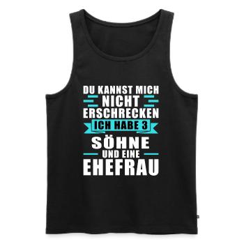 Papa 3 Söhne Papa von 3 Söhnen Geschenk - Männer Premium Bio Tank Top - Schwarz - Vorne - Michal (187cm)