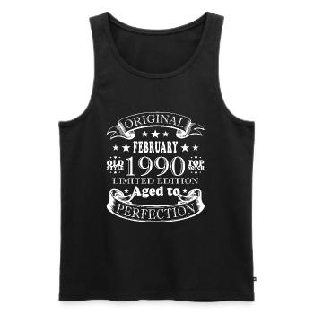 Geboren im Februar 1990 vintage 1990 Geburtstag - Männer Premium Bio Tank Top - Schwarz - Vorne - Michal (187cm)