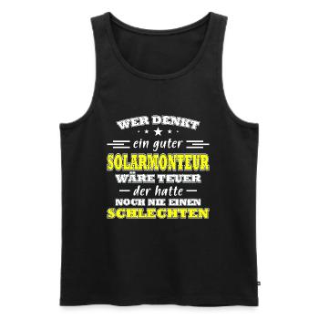 Solartechnik Stundenlohn Solartechnik Solarmonteur - Männer Premium Bio Tank Top - Schwarz - Vorne - Michal (187cm)