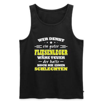 Fliesenleger Sprüche Fliesenlegen Fliesen - Männer Premium Bio Tank Top - Schwarz - Vorne - Michal (187cm)