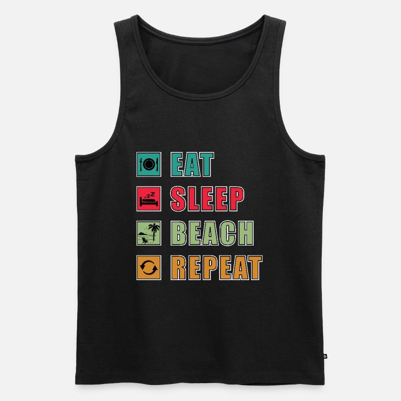 eat sleep strand repeat - Männer Premium Bio Tank Top - Schwarz