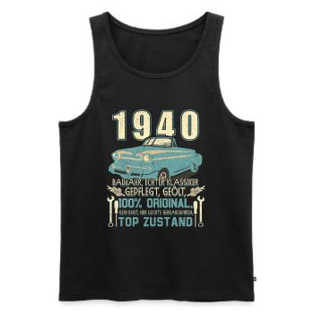 Baujahr 1940 Geboren, Geburtstag Jahrgang 1940 - Männer Premium Bio Tank Top - Schwarz - Vorne - Michal (187cm)