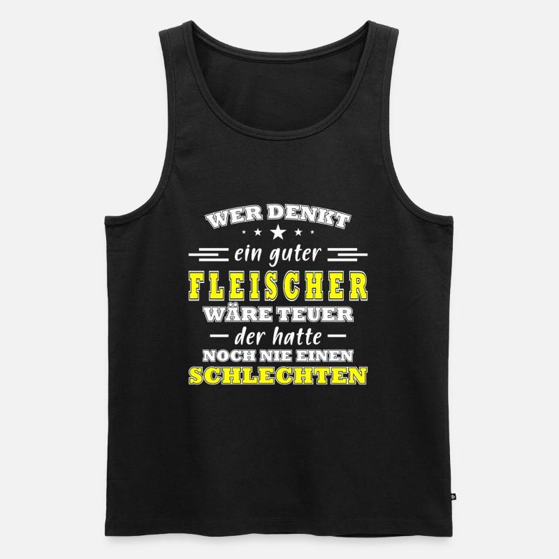 Lustige Fleischer Sprüche - Männer Premium Bio Tank Top - Schwarz
