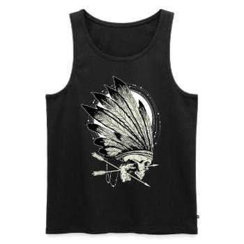 Crâne indien - idée cadeau - Débardeur bio Premium Homme - noir - Devant - AI Model Male 178 light (178cm)