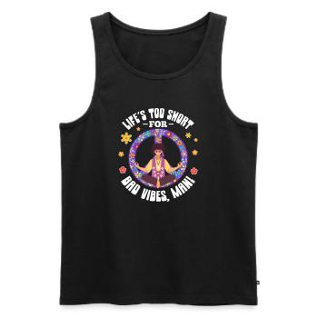 Hippie Peace Flower Power Amour Paix Cadeau - Débardeur bio Premium Homme - noir - Devant - Michal (187cm)