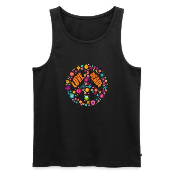 Hippie Peace Flower Power Amour Paix Cadeau - Débardeur bio Premium Homme - noir - Devant - Michal (187cm)