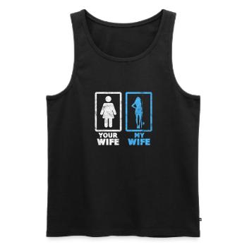 Angler - Men's Premium Organic Tank Top - black - Front - Michal (187cm)