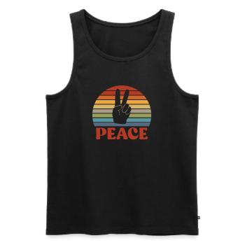 Hippie Peace Flower Power Amour Paix Cadeau - Débardeur bio Premium Homme - noir - Devant - Michal (187cm)