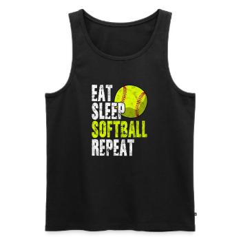 Softball - Männer Premium Bio Tank Top - Schwarz - Vorne - AI Model Male 178 light (178cm)