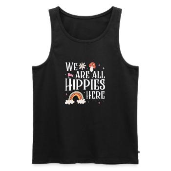 Hippie Peace Flower Power Amour Paix Cadeau - Débardeur bio Premium Homme - noir - Devant - Michal (187cm)