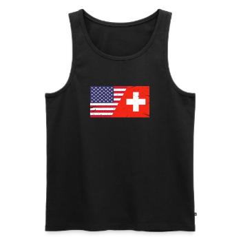 Suisse Amérique Suisse Alpes suisses Cadeau - Débardeur bio Premium Homme - noir - Devant - Michal (187cm)