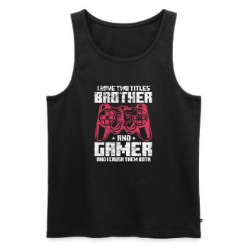 Frère Gamer - Débardeur bio Premium Homme - noir - Devant - Michal (187cm)