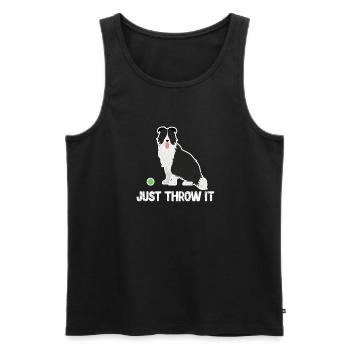 Border Collie Chien Chien Troupeau Chien Cadeau - Débardeur bio Premium Homme - noir - Devant - Michal (187cm)