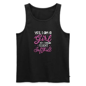 Fille de softball - Débardeur bio Premium Homme - noir - Devant - Michal (187cm)