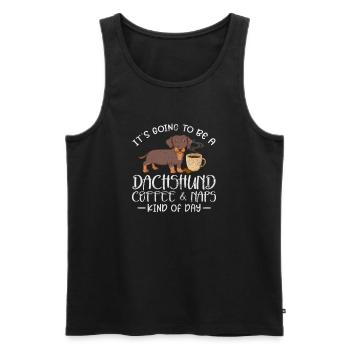 Dachshund Coffee - Men's Premium Organic Tank Top - black - Front - AI Model Male 178 light (178cm)